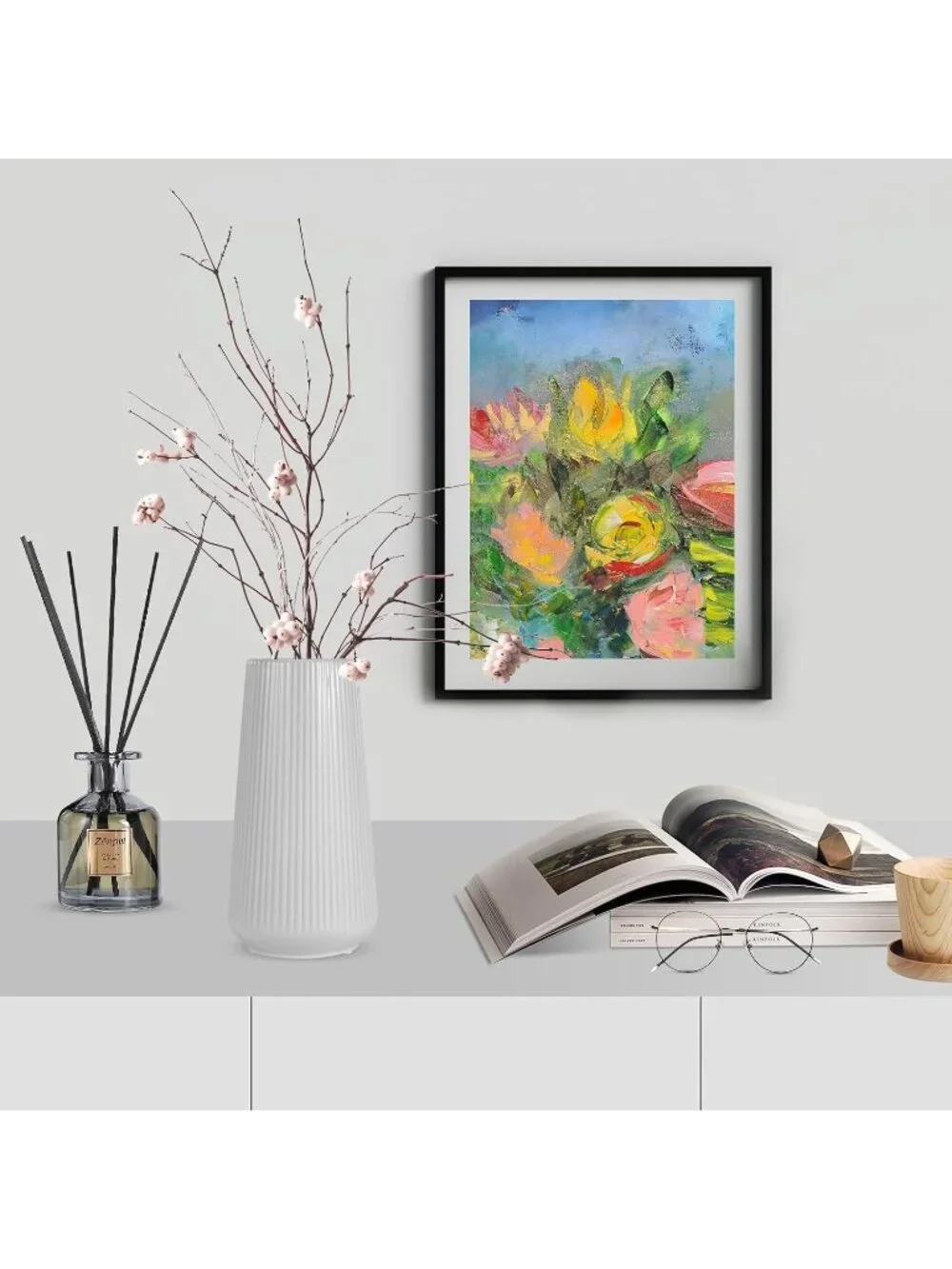 Gradient Gray Ceramic Cute Flower Vase For Pampas Grass Living Room Office Decor